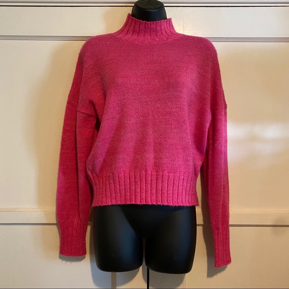NSR Hot Pink Mock Neck Knit Sweater XS